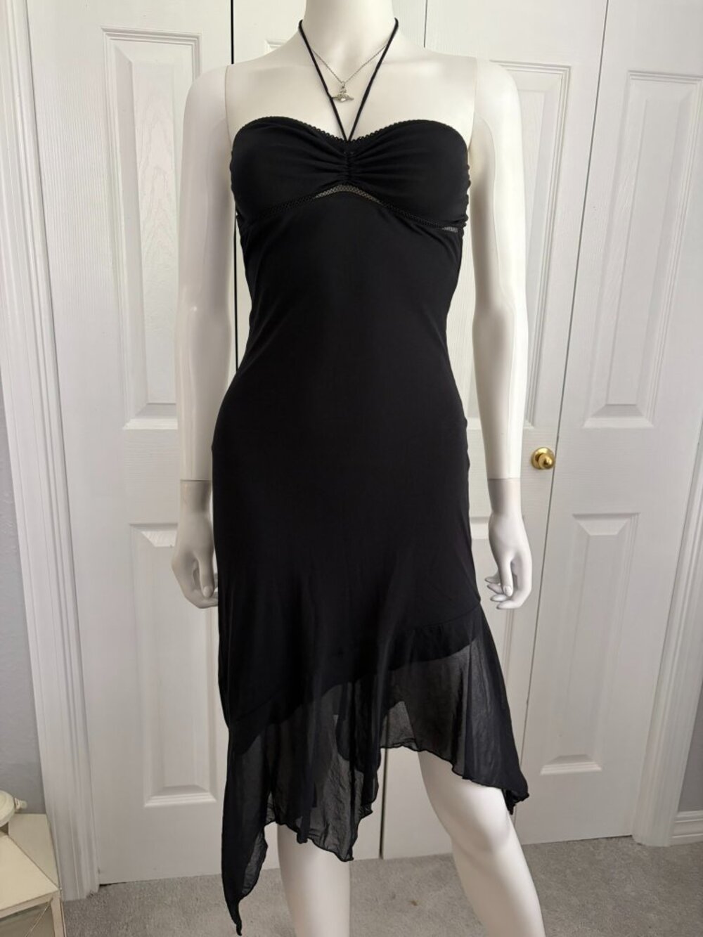 Guess size xs black mesh asymmetrical fairy dress
